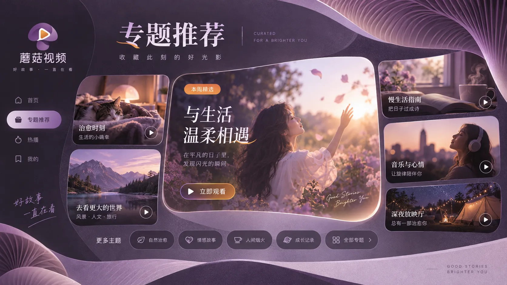 开始观看晚间放松内容浏览主题插图